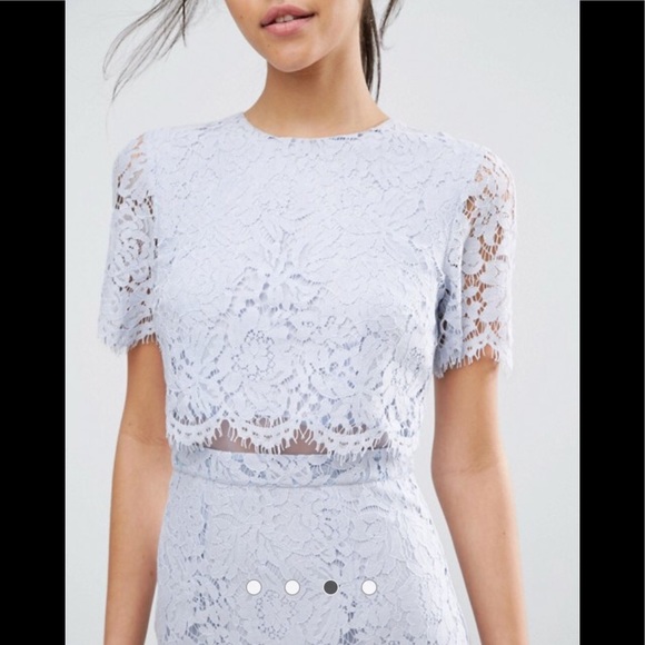 ❌SOLD❌ASOS lace crop top midi pencil dress size 2 - Picture 3 of 7